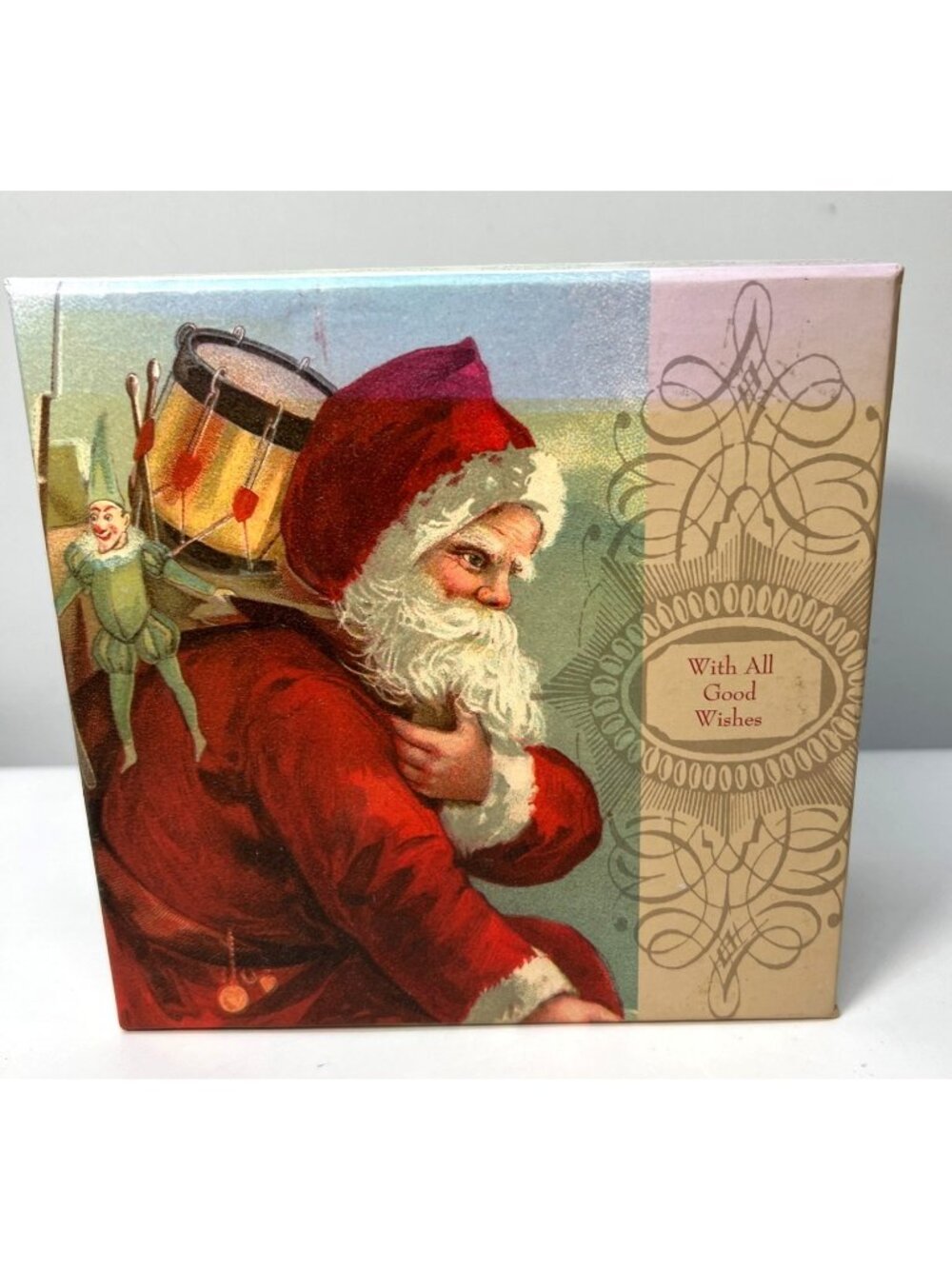 Vintage Tri-Coastal Design Santa Claus Decorative Box, Heavy Cardboard
